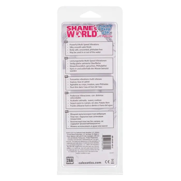 CalExotics Vibrators Shanes World Sorority Party Vibe All Night Long Pink
