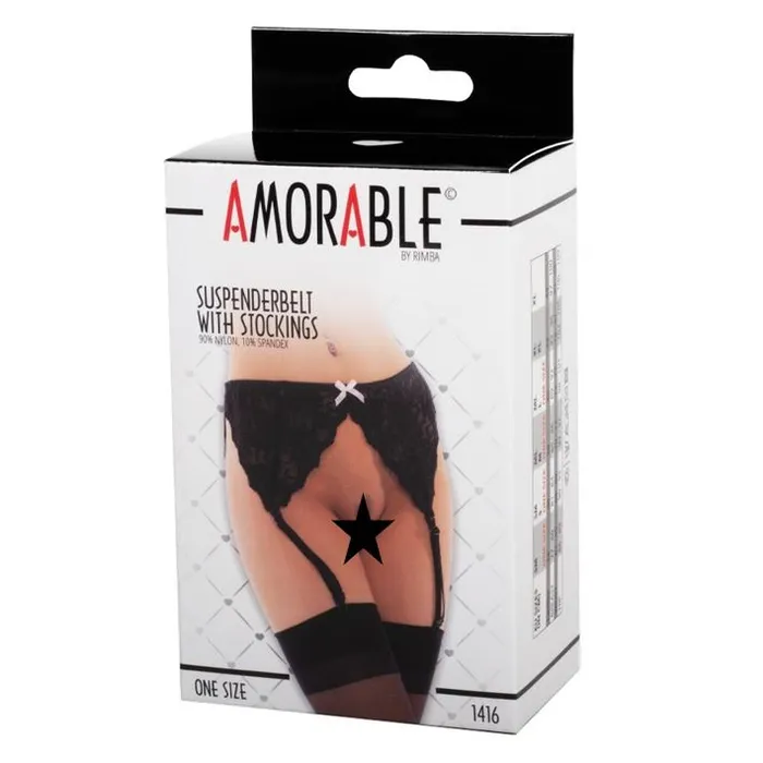 Black Suspender Belt With Stockings And Bow Rimba Anal Black Suspender Belt With Stockings And Bow Rimba Anal