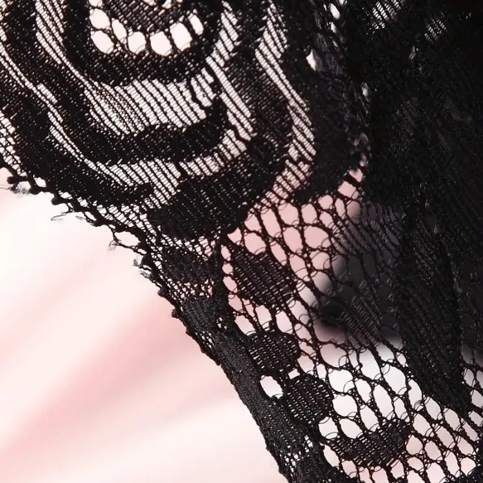 REG Anal Shelf Bra and Crotchless Panty Set Black
