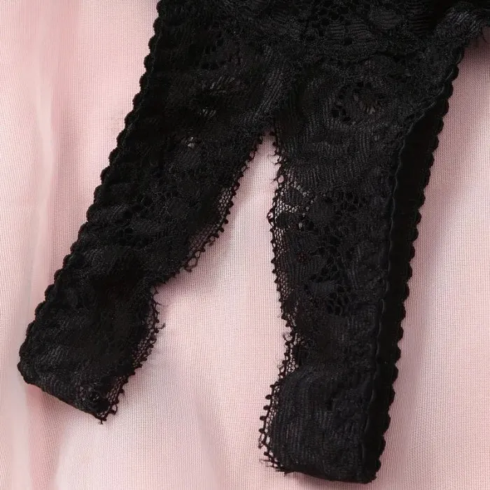 REG Anal Shelf Bra and Crotchless Panty Set Black