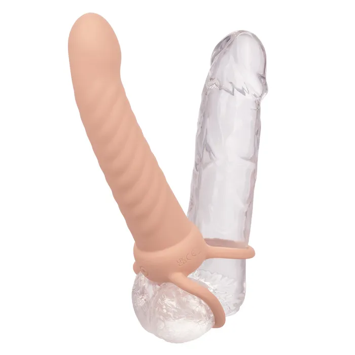CalExotics Performance Maxx Rechargeable Ribbed Dual Penetrator Ivory Female Sex Toys CalExotics Performance Maxx Rechargeable Ribbed Dual Penetrator Ivory Female Sex Toys