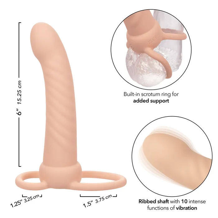 CalExotics Performance Maxx Rechargeable Ribbed Dual Penetrator Ivory Female Sex Toys CalExotics Performance Maxx Rechargeable Ribbed Dual Penetrator Ivory Female Sex Toys
