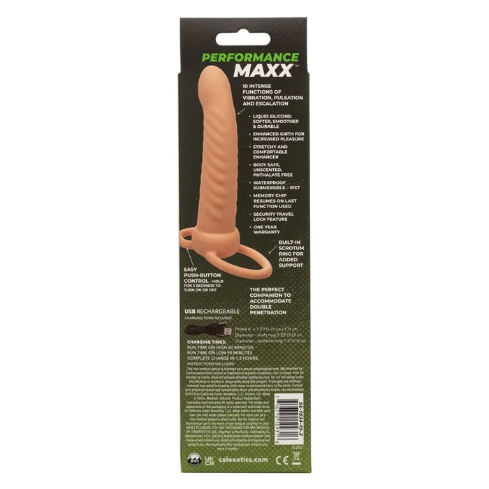 CalExotics Performance Maxx Rechargeable Ribbed Dual Penetrator Ivory Female Sex Toys CalExotics Performance Maxx Rechargeable Ribbed Dual Penetrator Ivory Female Sex Toys