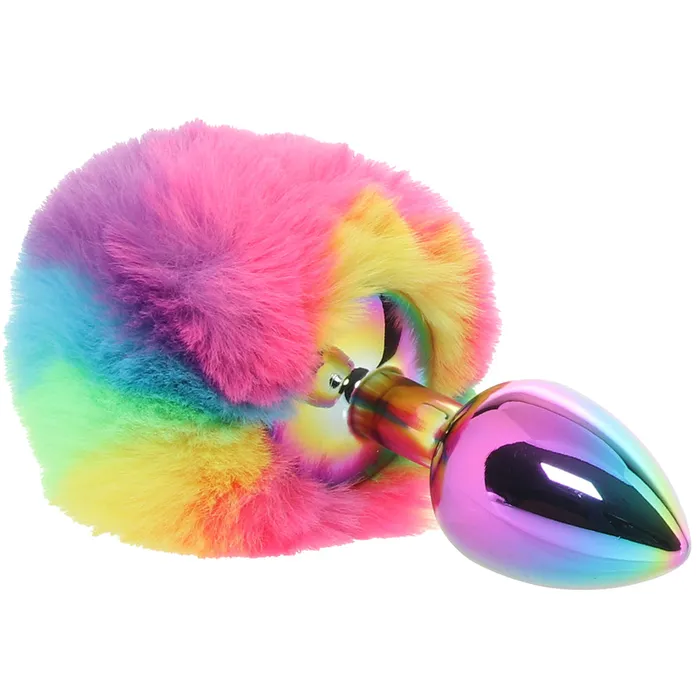 Anal Electric Eel Gemsations 3 Inch Bunny Tail Butt Plug in Rainbow