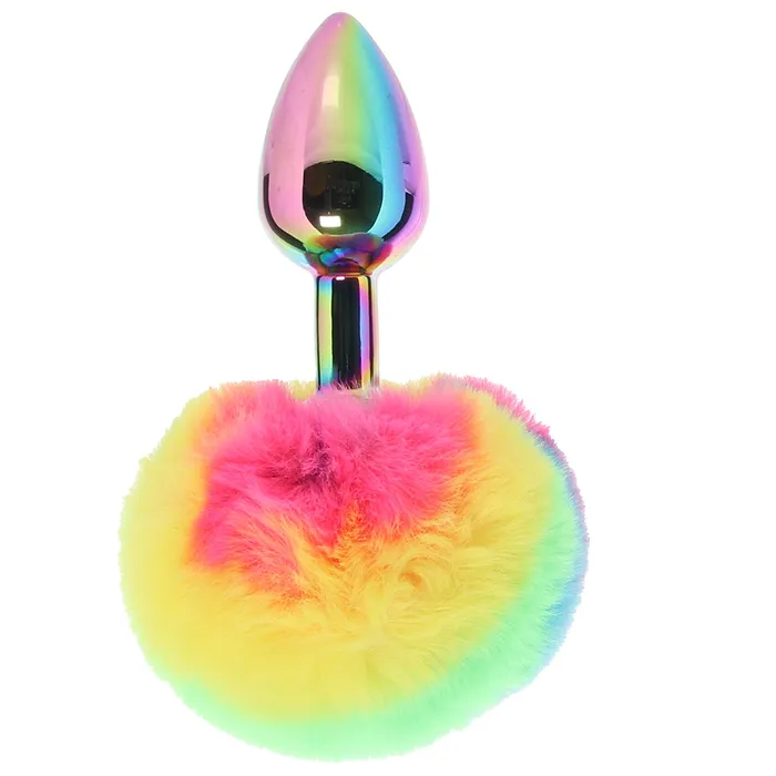 Anal Electric Eel Gemsations 3 Inch Bunny Tail Butt Plug in Rainbow