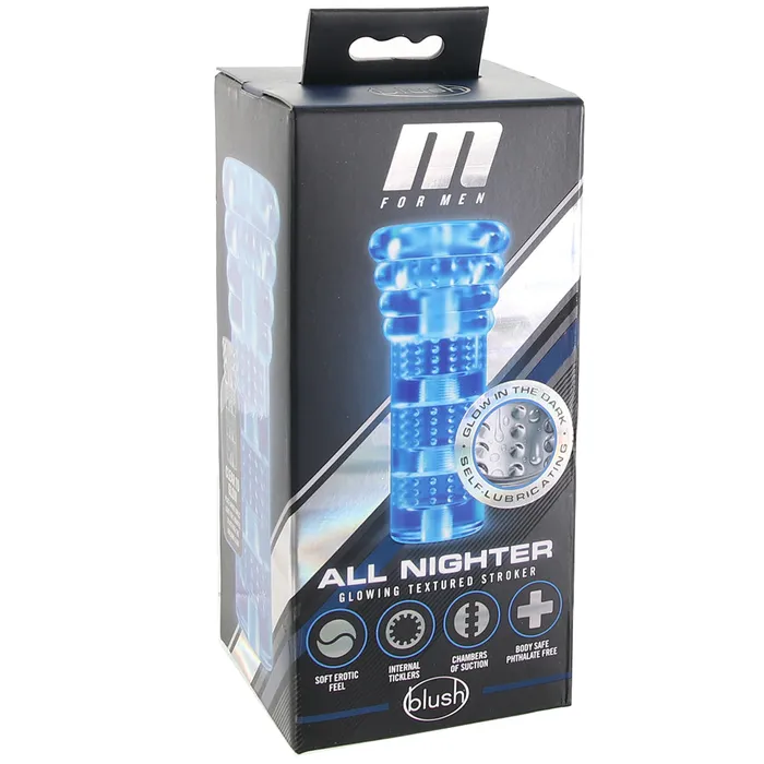 Blush M For Men All Nighter Glowing Textured Stroker Male Sex Toys Blush M For Men All Nighter Glowing Textured Stroker Male Sex Toys