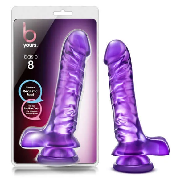 Blush Novelties Female Sex Toys Experience Realistic Pleasure with the B Yours Basic 8 Purple Magnum Dong