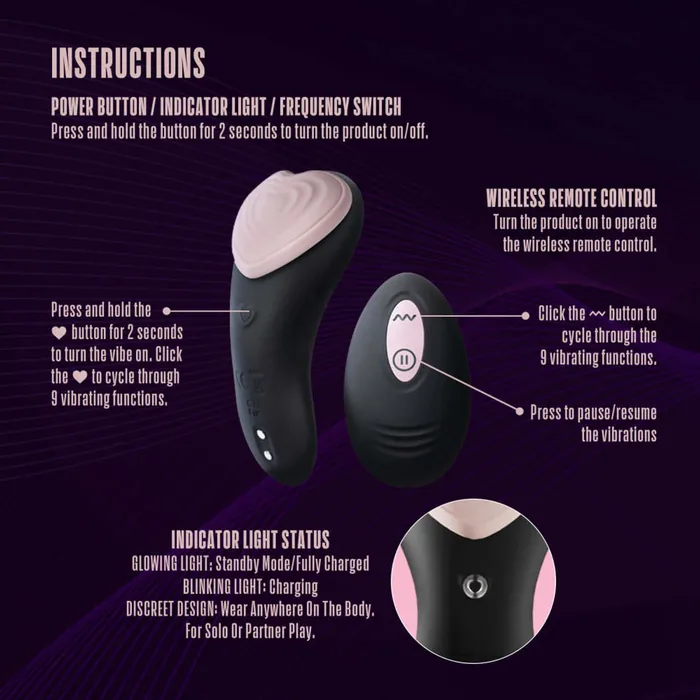 Blush Novelties Vibrators Temptasia Heart Beat Panty Vibe with Remote Pink Discreet and Powerful Pleasure