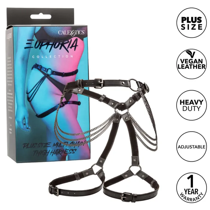 California Exotic Novelties Female Sex Toys Euphoria Plus Size Multi Chain Thigh Harness Embrace Your Curves in Style