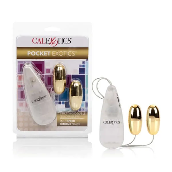 California Exotic Novelties Female Sex Toys Pocket Exotic Double Bullet Vibrator Gold