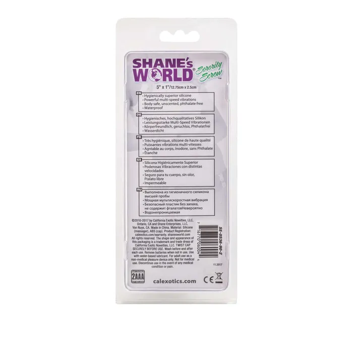California Exotic Novelties Shanes World Sorority Screw Silicone Purple Vibrator Twist Your Way to Bliss Vibrators