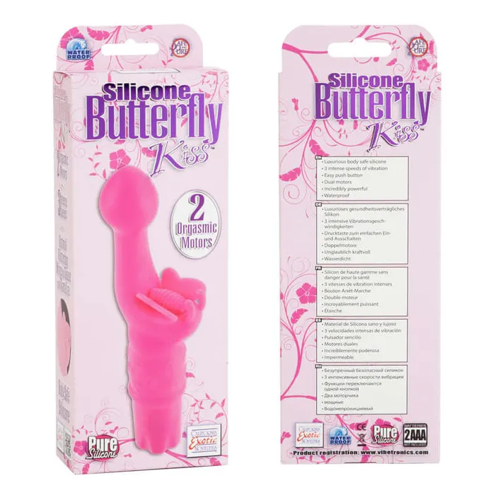 California Exotic Novelties Vibrators Silicone Butterfly Kiss Pink Vibrator
