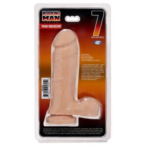 Cloud 9 Novelties Dildos Cloud 9 Working Man 7 inches Light Skin Tone Beige Dildo with Balls Your Rockstar