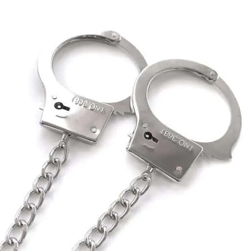 Global Novelties Anal Nixie Metal Plug Cuff Set in Silver JewelInlaid for Sensual Play