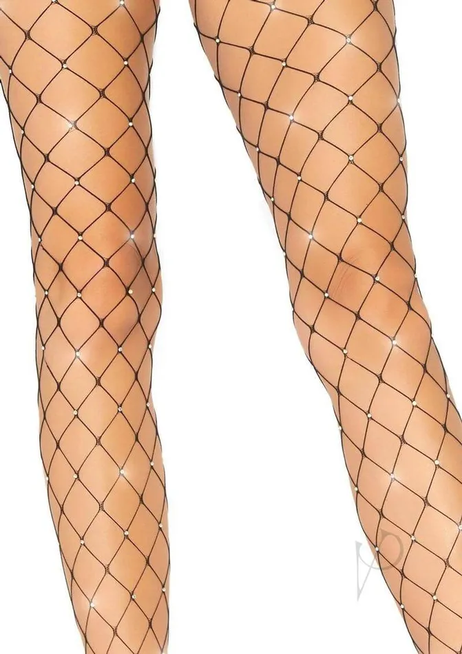 Leg Avenue Indescent Rhinestone Fence Net Tights OS Black Leg Avenue Inc Anal