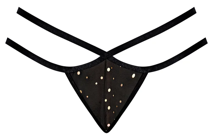 Magic Silk Lingerie Teddies And Bodies Magic Silk Glitz and Glam Split Crotch Thong Black 2XL Plus Size Lingerie