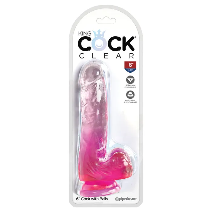 PIPEDREAM Dildos King Cock Clear with BallsPink 6