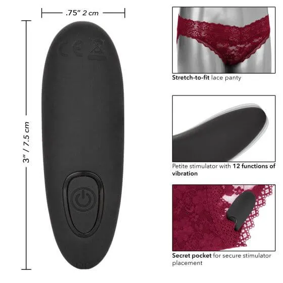 Remote Control Lace Panty Set LXL Burgundy California Exotic Novelties Female Sex Toys